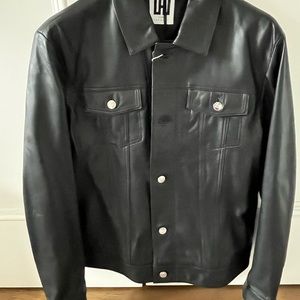 Les Hommes Urban Leather Trucker Jacket